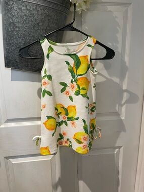 Pappagallo White Dress with Yellow and Green Citrus Print